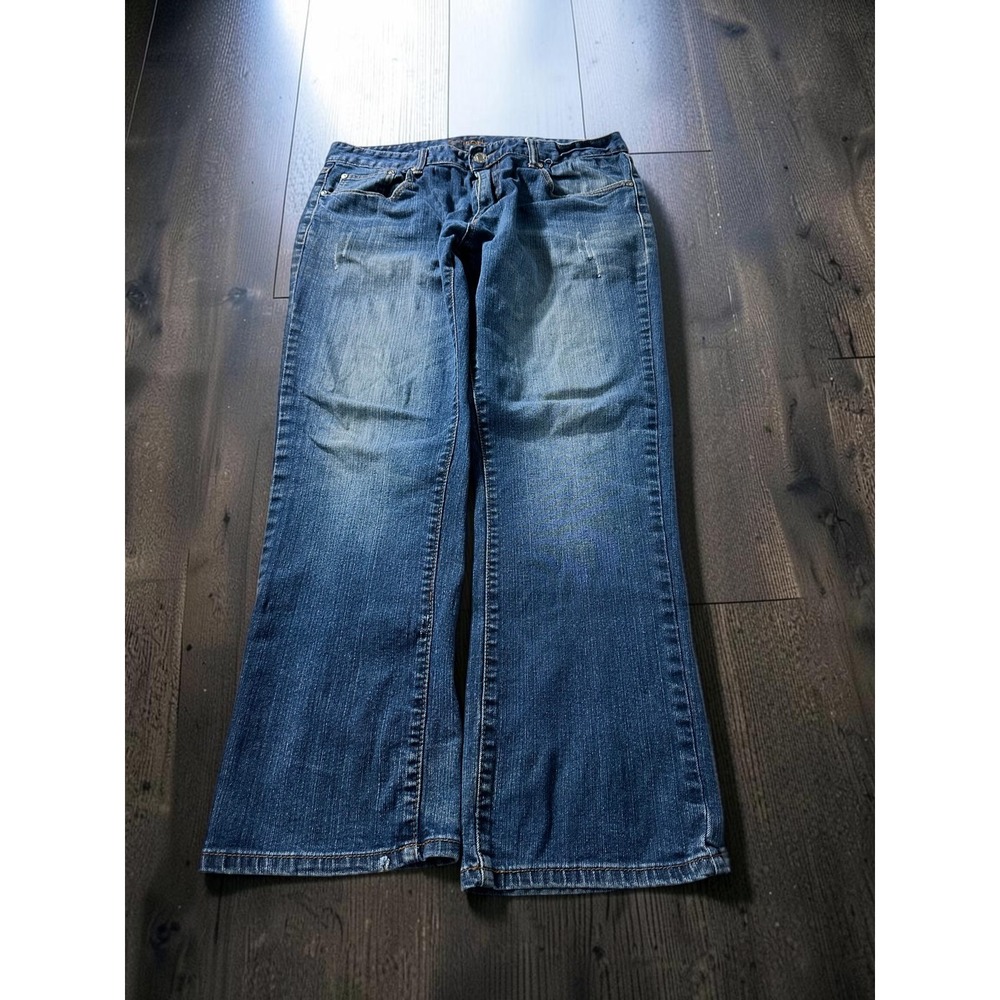 Carbon Freedom Flex Jeans Mens 34x28 Blue Slim Straight Distressed Stretch Denim